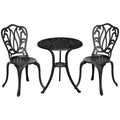Ensemble Salon de Jardin 2 Places 2 chaises + Table Ronde style charme rétro en fonte d'aluminium, noir-0