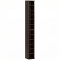 Lot de 2 étagères colonnes armoire de rangement CD-DVD 12 compartiments 21 x 22,5 x 88,5 cm capacité 204 CD marron-0
