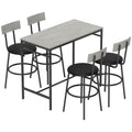 Ensemble table de bar avec tabourets, table haute bar et 4 tabourets, structure en acier, 110 x 55 x 90 cm, blanc-0