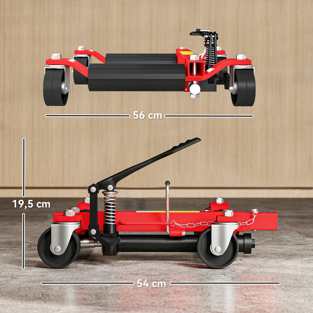Lot de 2 chariots de manutention de voiture capacité 680kg chariot de déplacement largeur pneu 22,8cm 56x54x19,5cm, noir-2