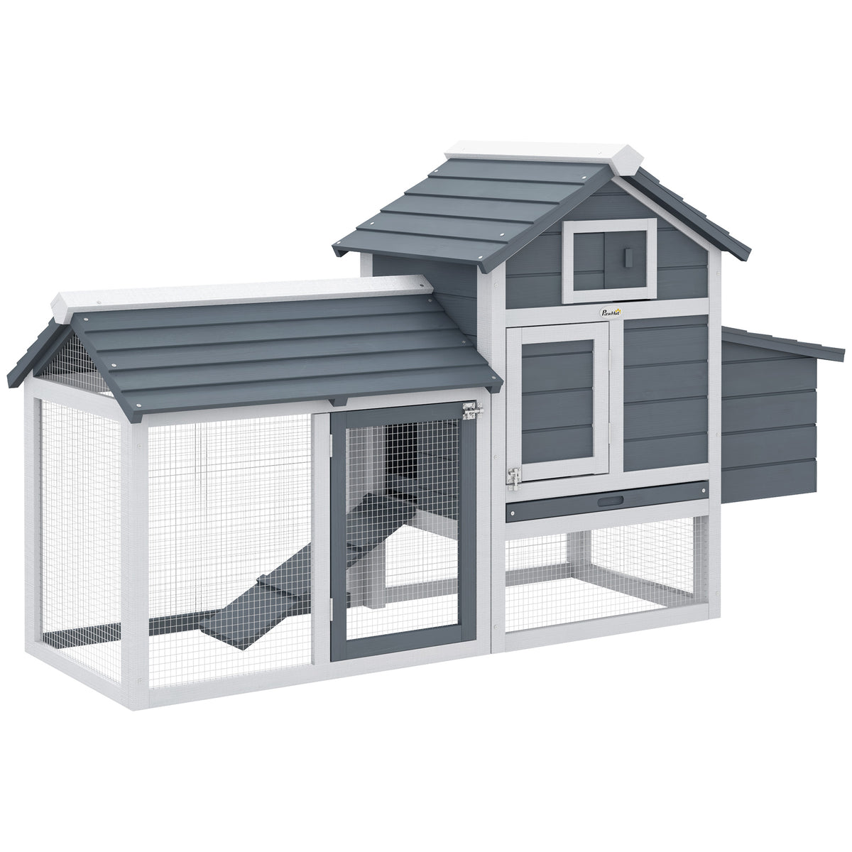 Petit poulailler cottage cage à poules sur pied dim. 150,5L x 54l x 87H cm multi-équipement bois massif de sapin-0