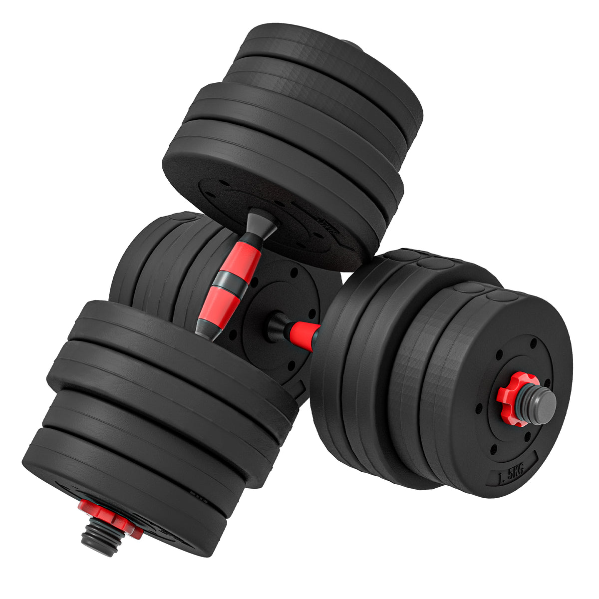 Ensemble d'haltères Courtes Total 30 Kg 2 en 1 poids réglable Barres incluses - entraînement Musculaire & haltérophilie-0