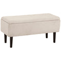 Banc de rangement coffre de rangement pieds en bois de caoutchouc 95 x 38 x 45 cm beige-0