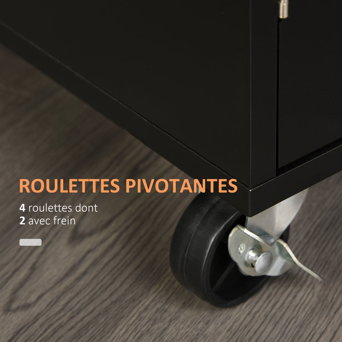 Desserte de cuisine sur roulettes chariot de service Ilot de cuisine avec tiroir de placard et porte-torchons - 83l x 45P x 91,5H cm noir-4