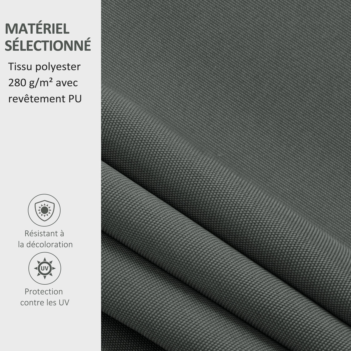 Toile de Rechange Store banne - Lambrequin Vagues Douces - Polyester Haute densité 280 g/m² Anti-UV gris-3