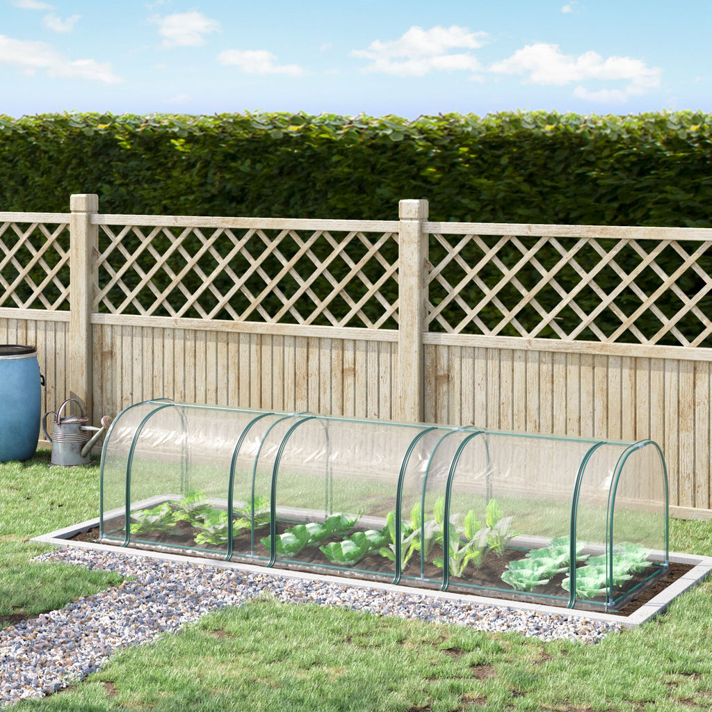 Mini Serre de Jardin, Mini Serre Tunnel, Serre à Tomates 3,5L x 1l x 0,8H m, Acier, PVC Anti-UV, 3 Fenêtres-1