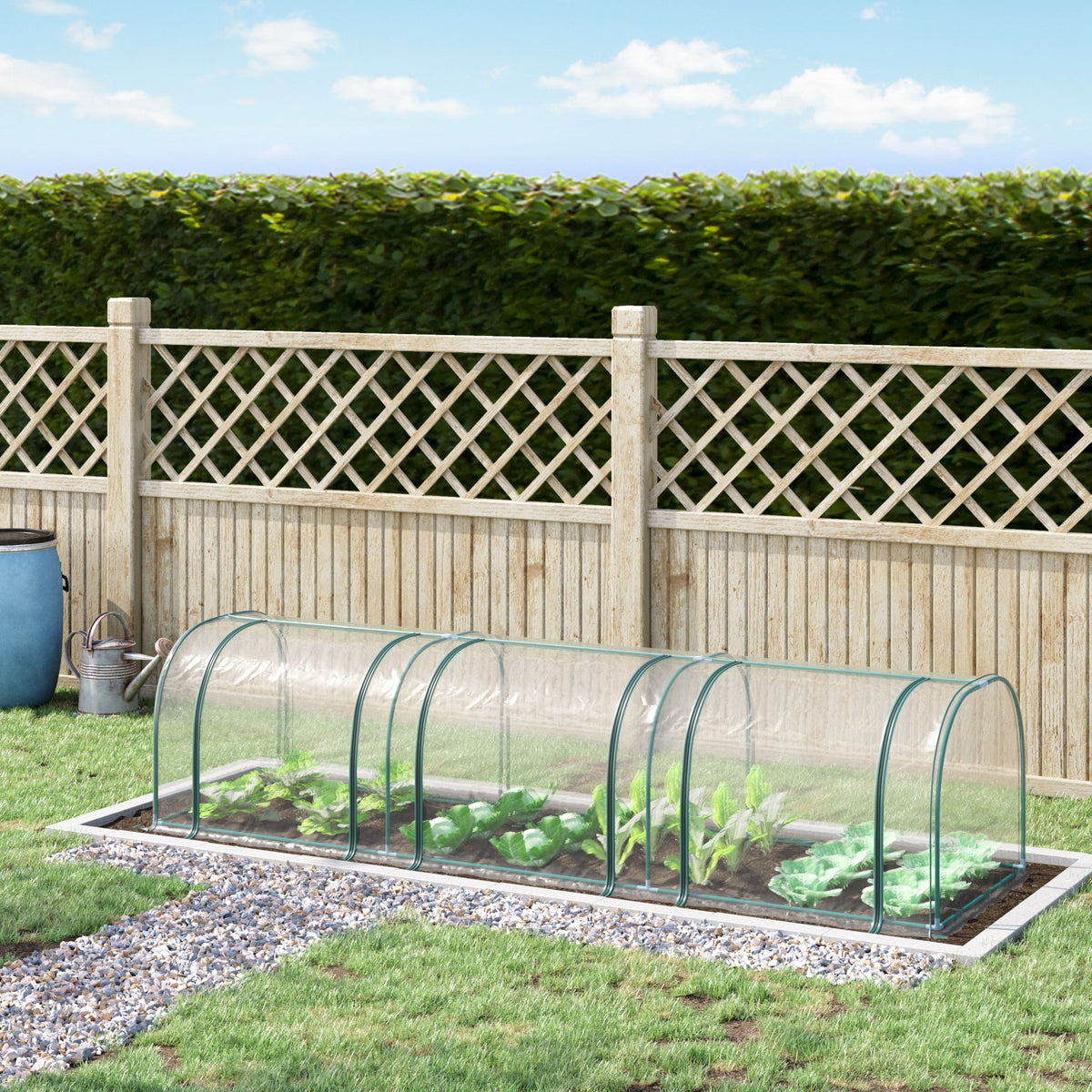 Mini Serre de Jardin, Mini Serre Tunnel, Serre à Tomates 3,5L x 1l x 0,8H m, Acier, PVC Anti-UV, 3 Fenêtres-1