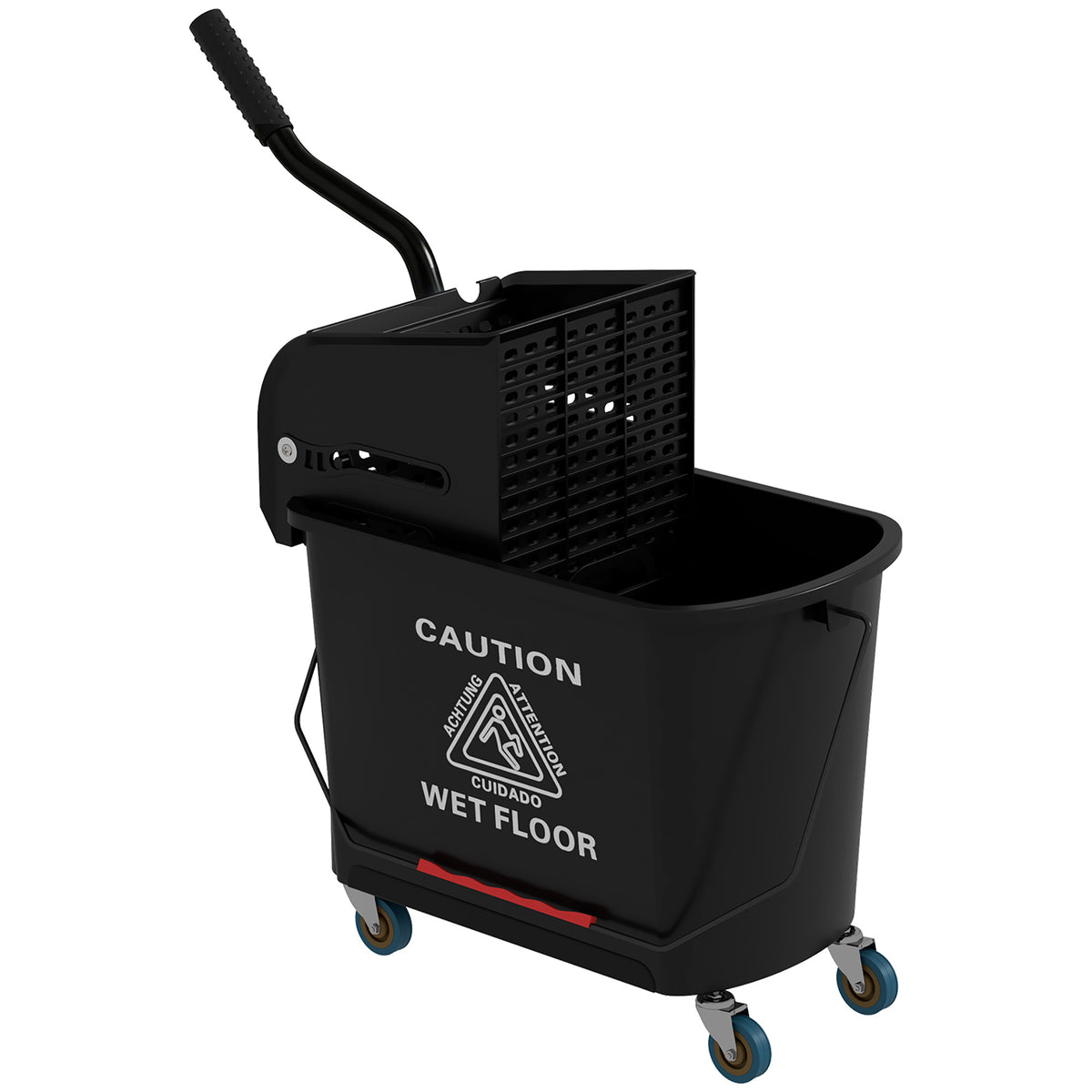 Chariot de nettoyage lavage seau de ménage 20 L avec essoreur et séparateur eau sale propre noir 60L x 27l x 70,5H cm-0