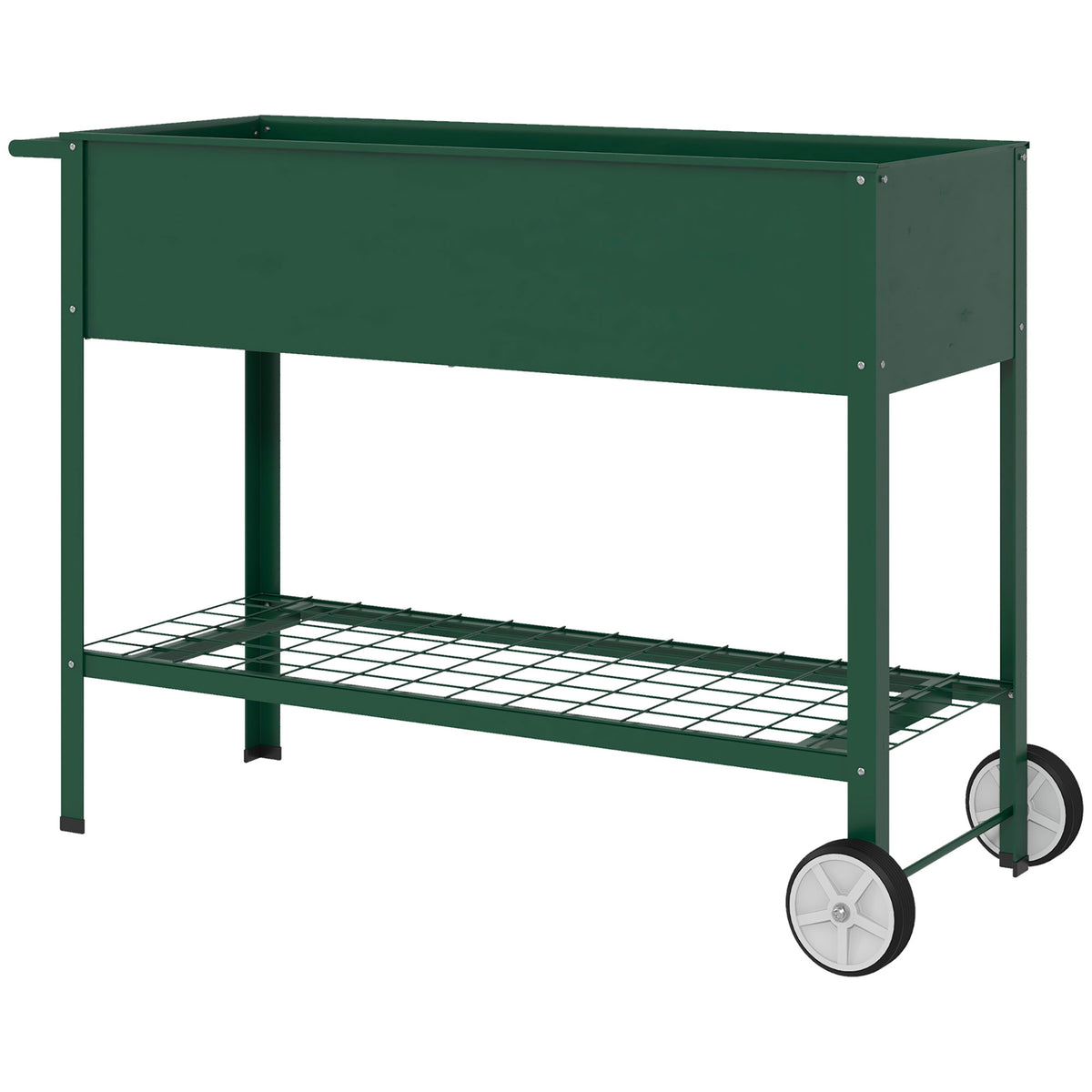 Jardinière sur Pieds Potager dim. 109L x 44l x 80H cm étagère 2 Roues + Insert d'irrigation métal Vert-0