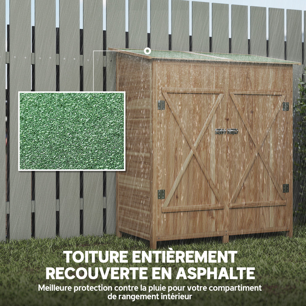 Abri de jardin en bois armoire de jardin en bois avec table, toit en asphalte, 140 x 75 x 157 cm, effet bois naturel-4