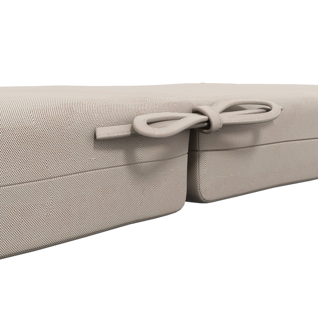 Lot de 2 coussins d'extérieur pour fauteuil chaise à dossier avec attaches rembourrage 8 cm, dim. 112L x 51l cm, beige-8