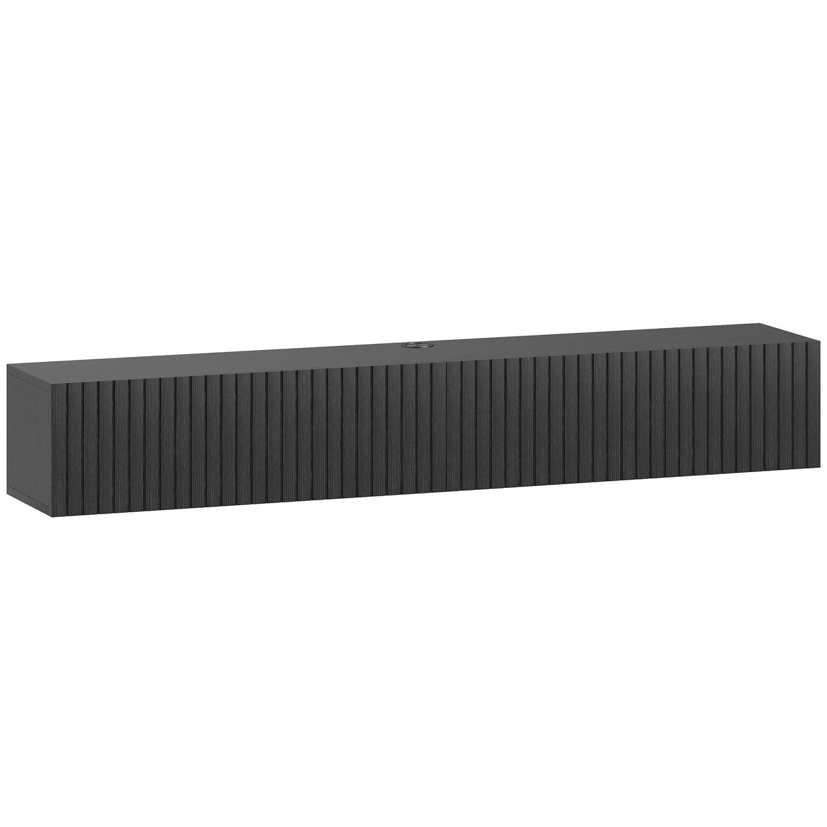 Meuble TV suspendu 140cm, meuble télé pour téléviseur 72 pouces, 2 portes rabattables, 140x25x22cm, noir-0