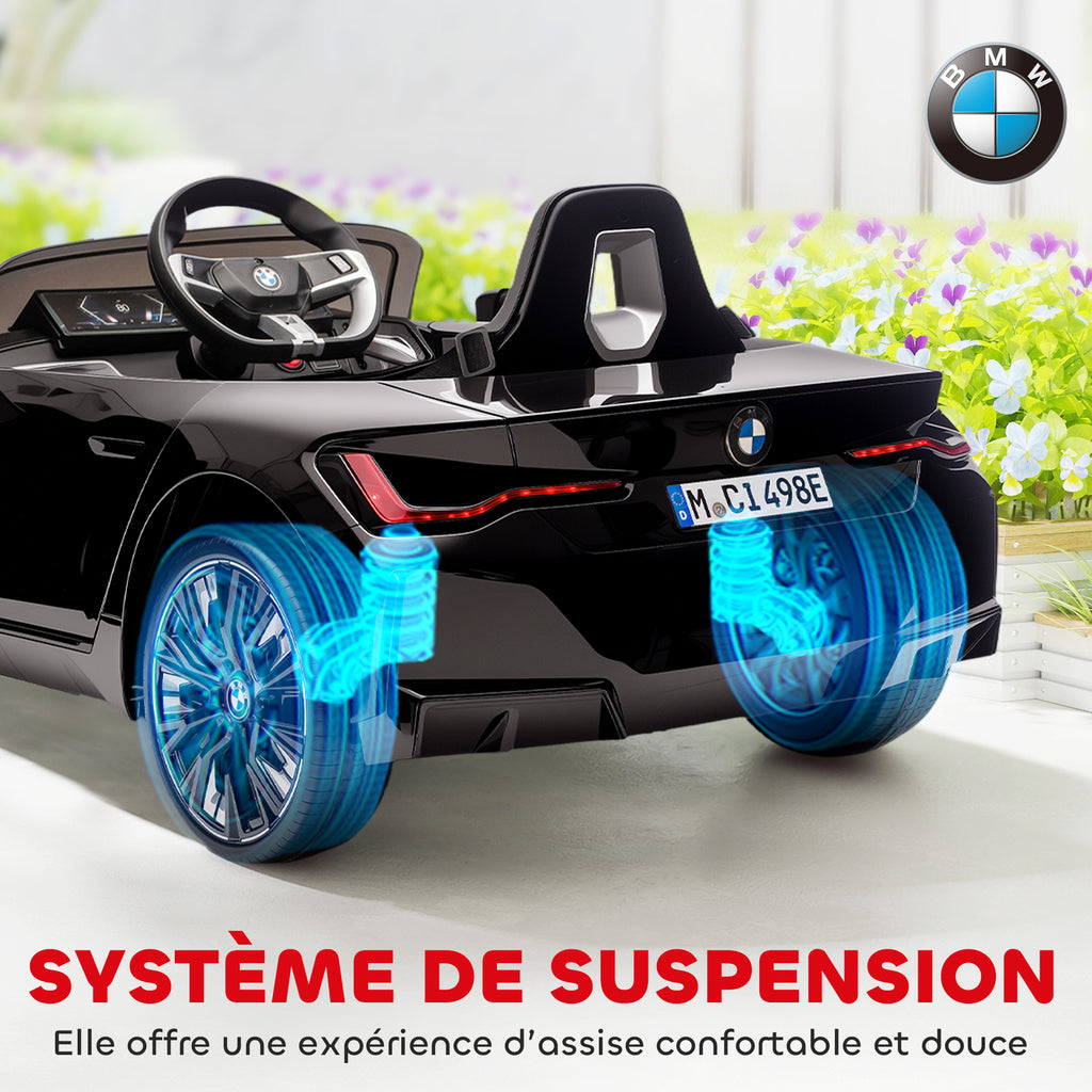 Voiture électrique pour enfants licence BMW I4 12V avec télécommande MP3 Musique Lumières et Ceinture 115x67x45 cm Noir-7