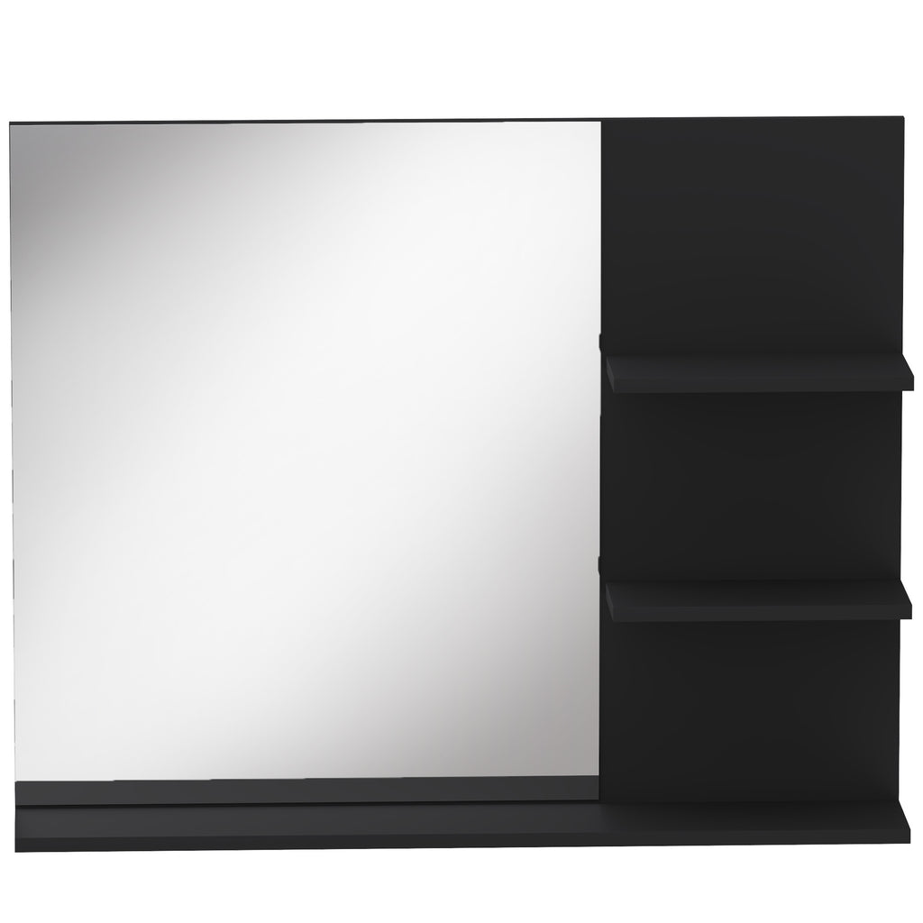 Miroir Salle de Bain avec 3 Étagères 60 x 48 cm, Miroir Mural Modern pour chambre à coucher, bureau, Noir-8