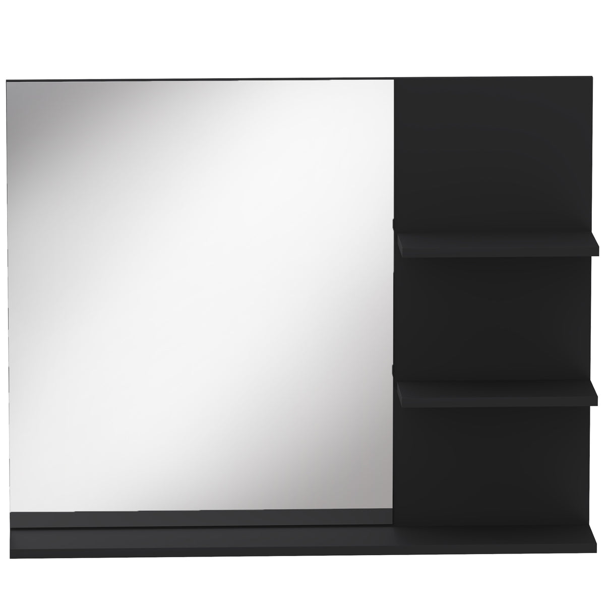 Miroir Salle de Bain avec 3 Étagères 60 x 48 cm, Miroir Mural Modern pour chambre à coucher, bureau, Noir-8