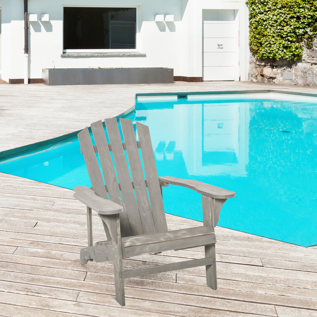 Fauteuil adirondack Fauteuil de Jardin Chaise de Jardin de Plein Air dim. 78L x 89P x 88H cm Bois Massif Sapin-1