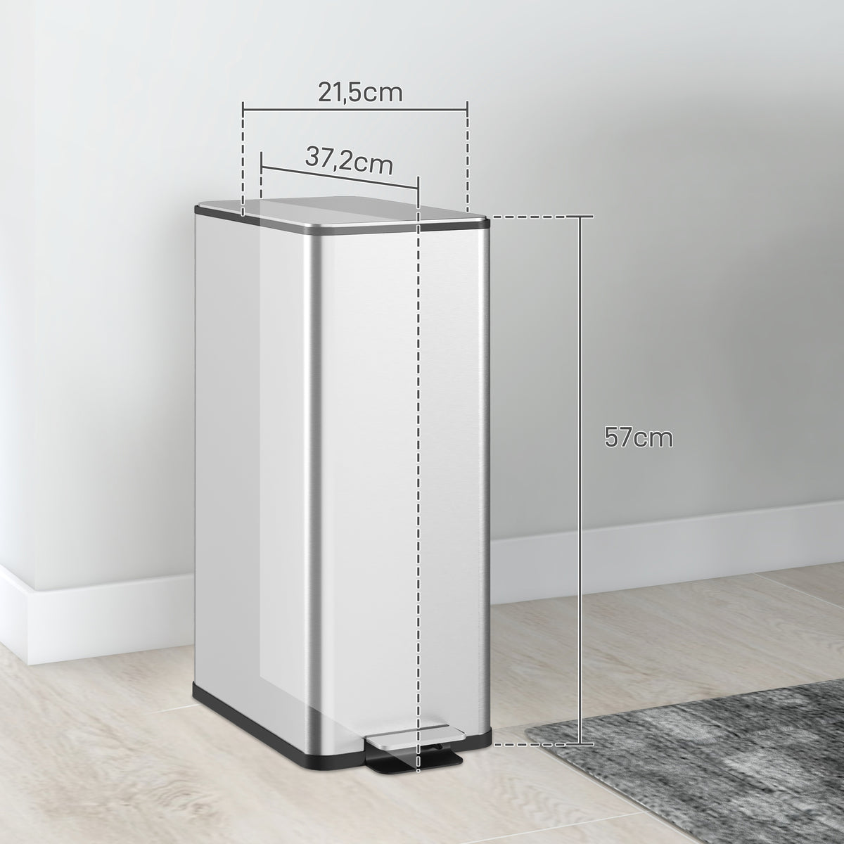 Poubelle de cuisine 20L, en acier inoxydable avec couvercle à fermeture douce, compacte avec seau intérieur amovible-2