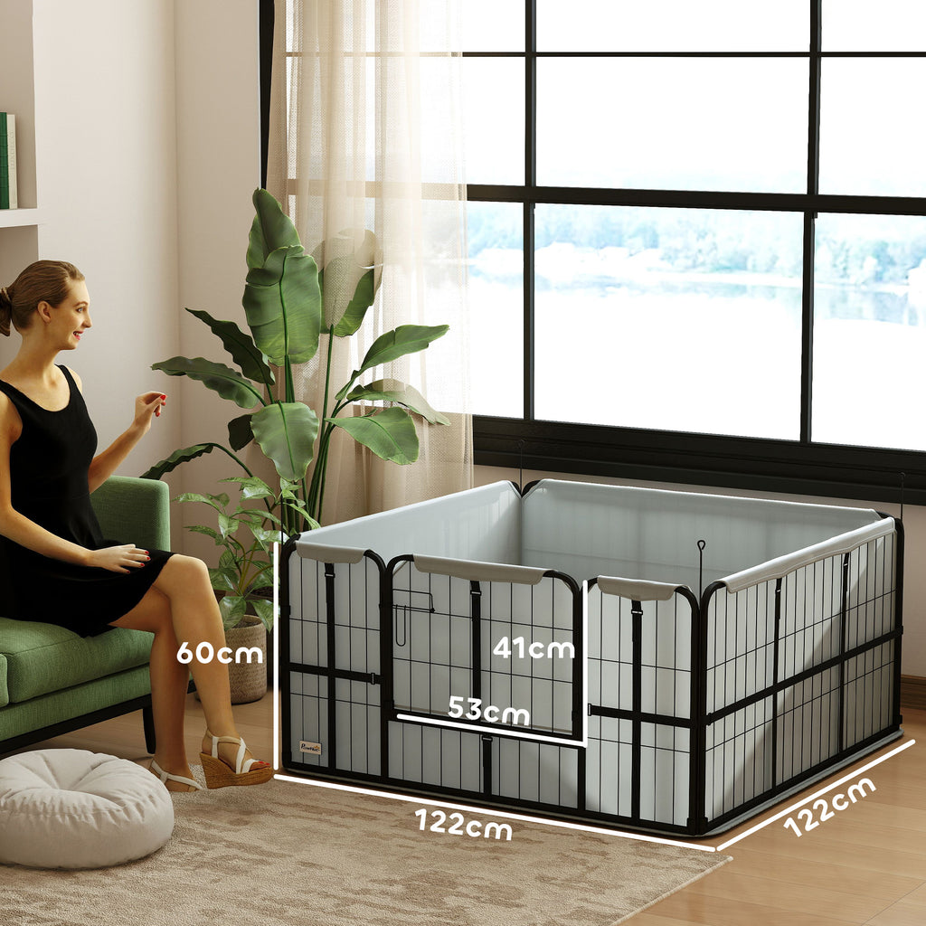 Parc de mise bas pour chien caisse de mise bas pour chiens avec porte tapis de propreté lavable 122 x 122 x 60 cm noir-2