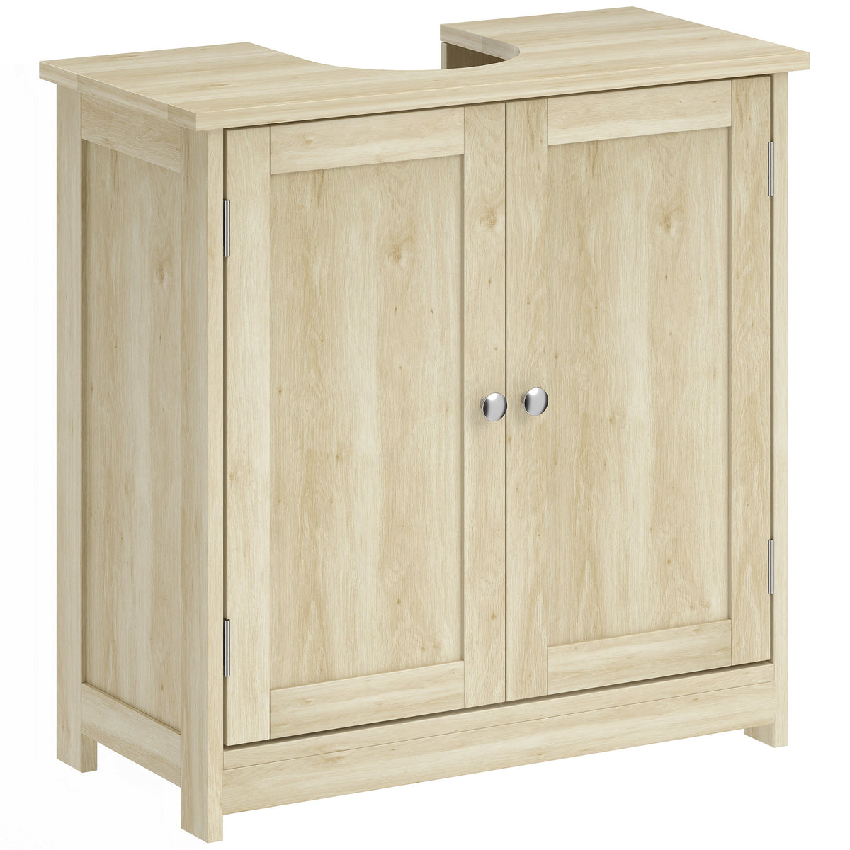 Meuble Salle de Bain sous Lavabo, Meuble sous-Vasque, Placard 2 Portes avec Étagère, 60x30x60cm, Chêne-0