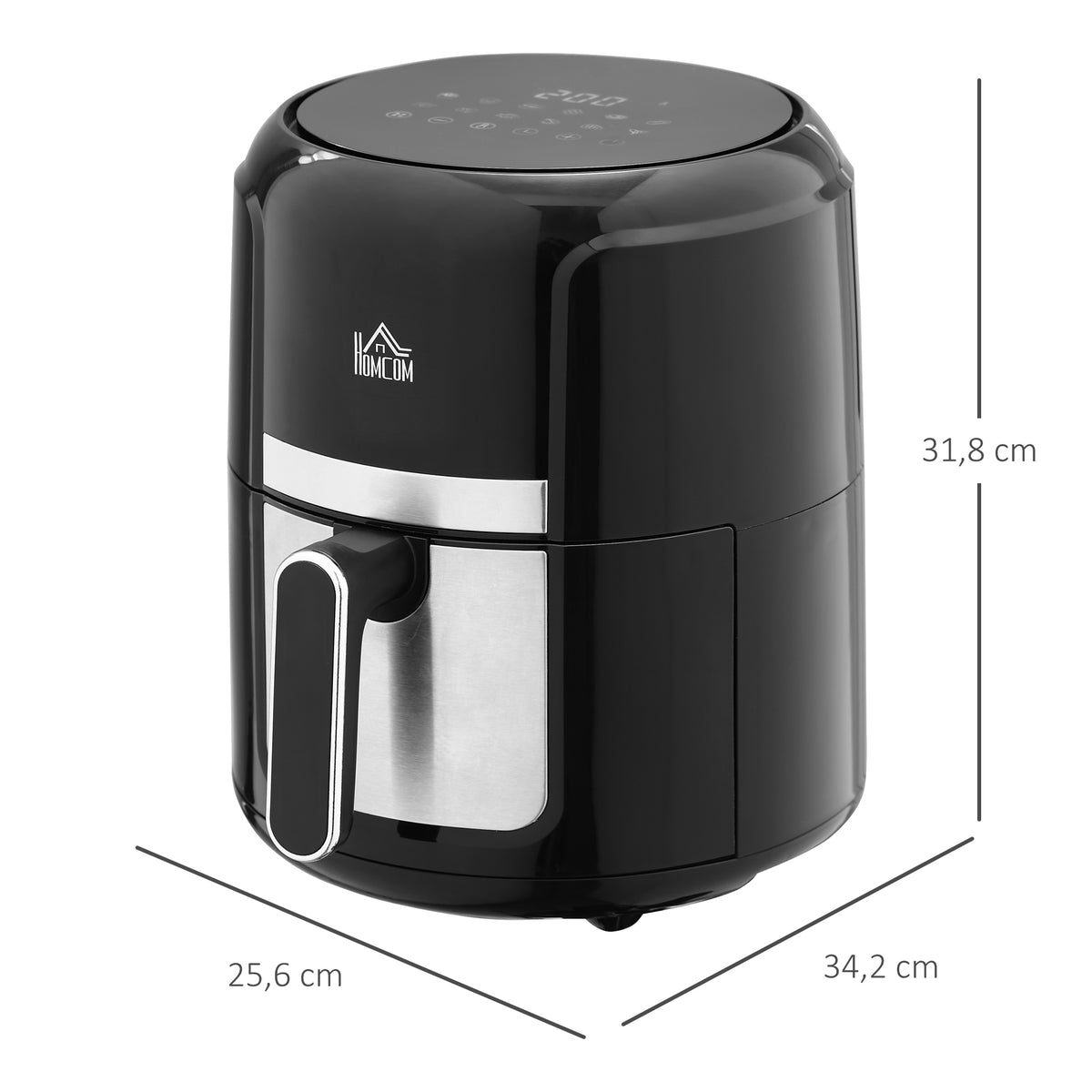 Friteuse sans huile 4 L, air fryer 1300 W 12 programmes, écran tactile, température réglable, panier antiadhésif, noir-2