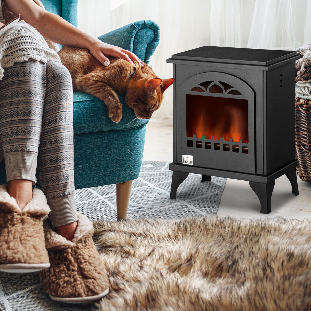Cheminée bioéthanol sur pieds avec réservoir 1,2 L, environ 3 h de durée de combustion couverture 25 m² 41 x 25 x 54 cm-1