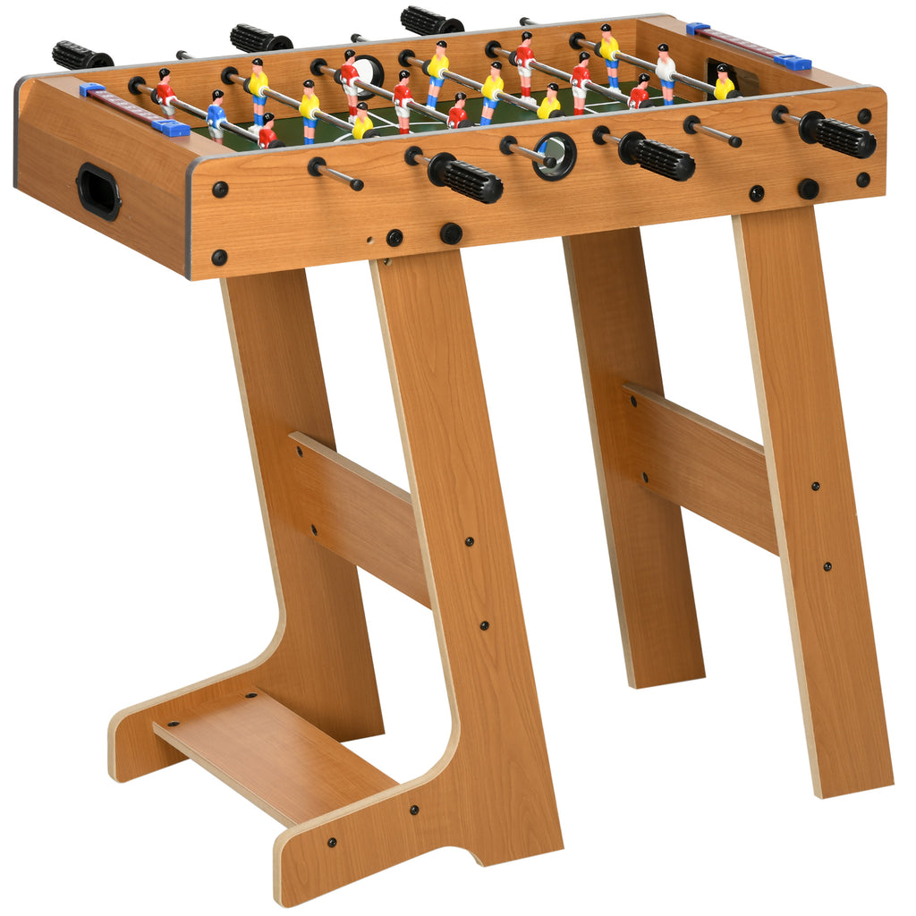 Babyfoot pliable en bois avec 18 joueurs, 2 ballons, 6 tiges et tableau de bord, pour adulte et enfant,  69 x 37 x 70 cm-0