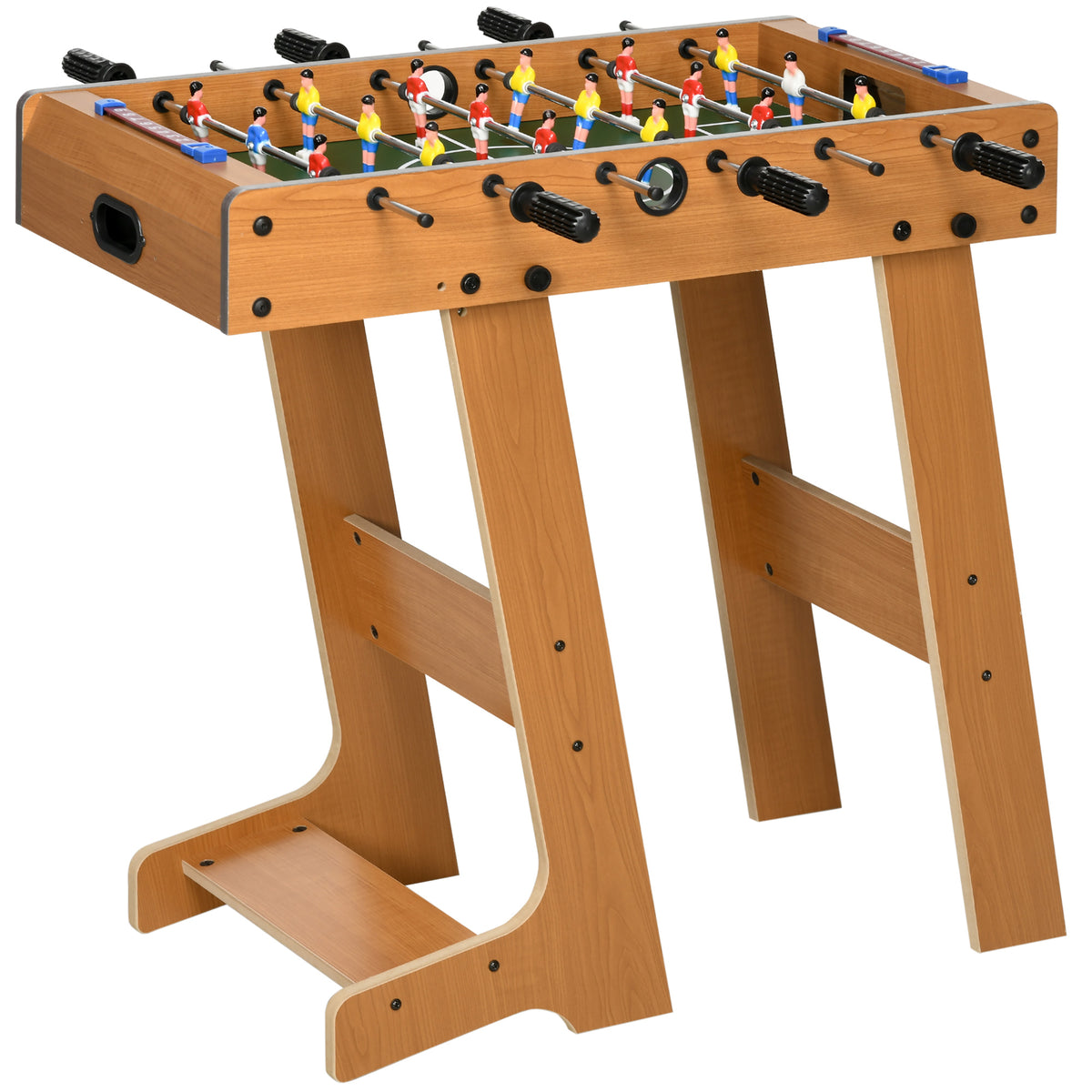 Babyfoot pliable en bois avec 18 joueurs, 2 ballons, 6 tiges et tableau de bord, pour adulte et enfant,  69 x 37 x 70 cm-0