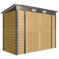 Abri de Jardin en Métal 3 m² Facile à Monter, Cabane de Jardin Structure en Acier Galvanisé Améliorée, Chêne-0
