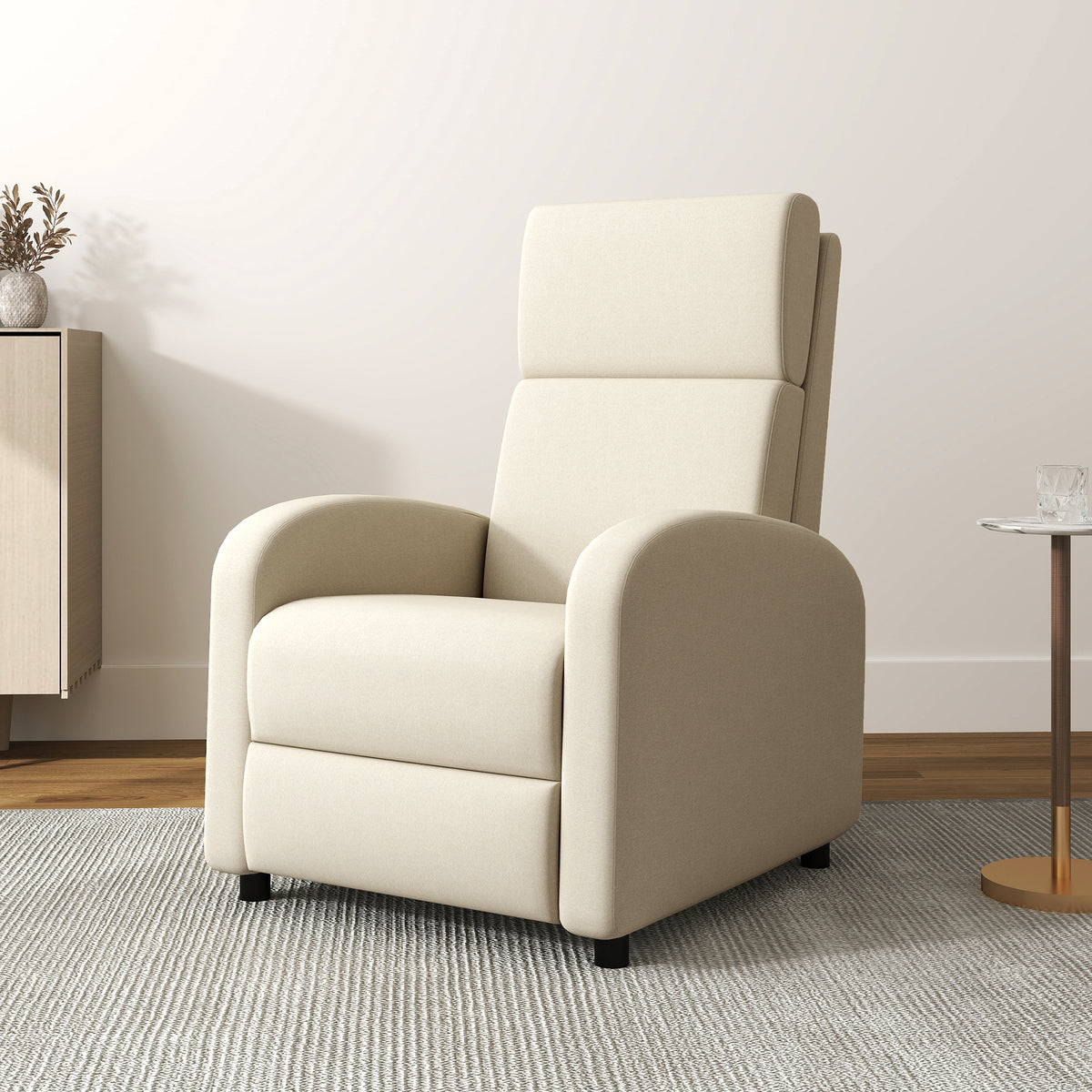 Fauteuil Relax Inclinable jusqu'à 160° Manuellement avec Repose-Pieds Intégré, Charge Max. 120kg, Grand Confort, Crème-1