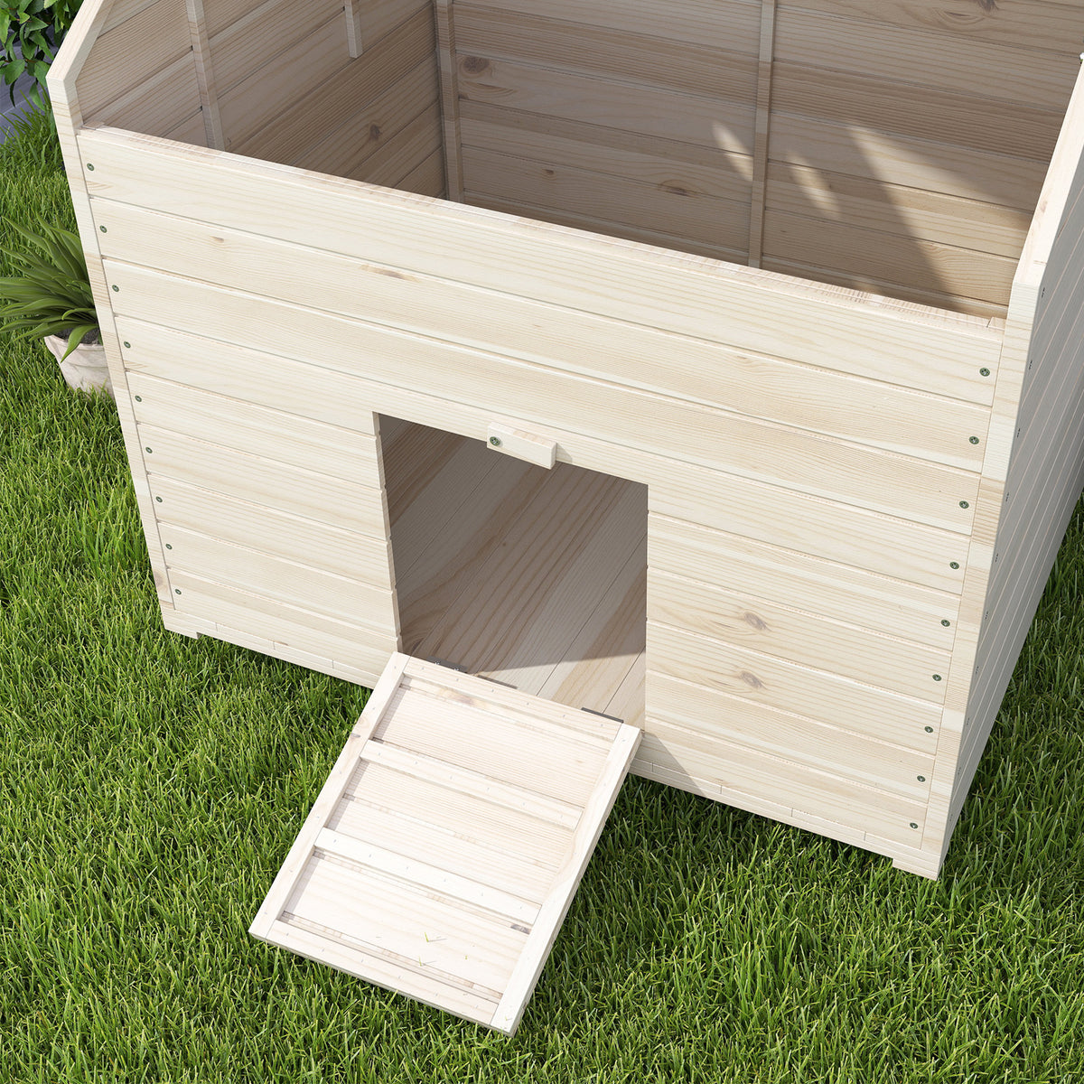 Abri pour canards maison pour canards avec toit ouvrant ventilation et porte-rampe 100 x 82,5 x 91 cm bois naturel-8