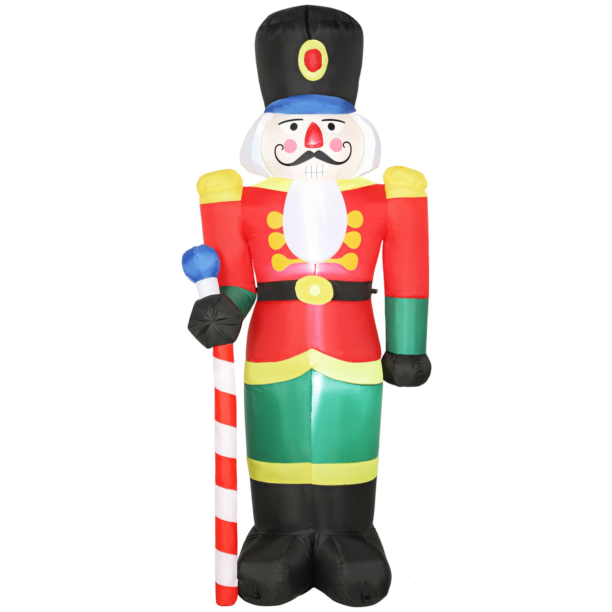 Soldat casse-noisette gonflable de Noël 245 CM avec lumières LED et sceptre, intérieur et extérieur, multicolore-0
