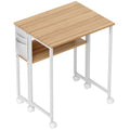 Bureau pliable sur roulettes 63 x 50 cm avec étagère et sac de rangement, bois naturel-0