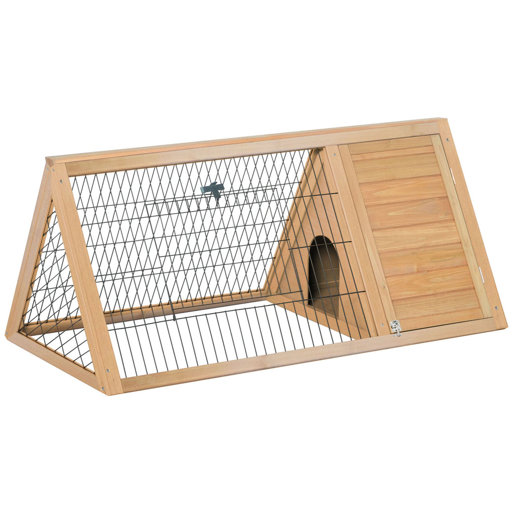 Clapier triangulaire de sol enclos extérieur niche double porte convient aux lapins poules tortue terrestre dim. 116L x 62,2l x 52,5H cm bois massif pin-0