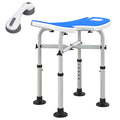 Tabouret de douche siège de douche hauteur ajustable 39-51,5 cm barre d'appui à ventouse patins à ventouse bleu foncé-0