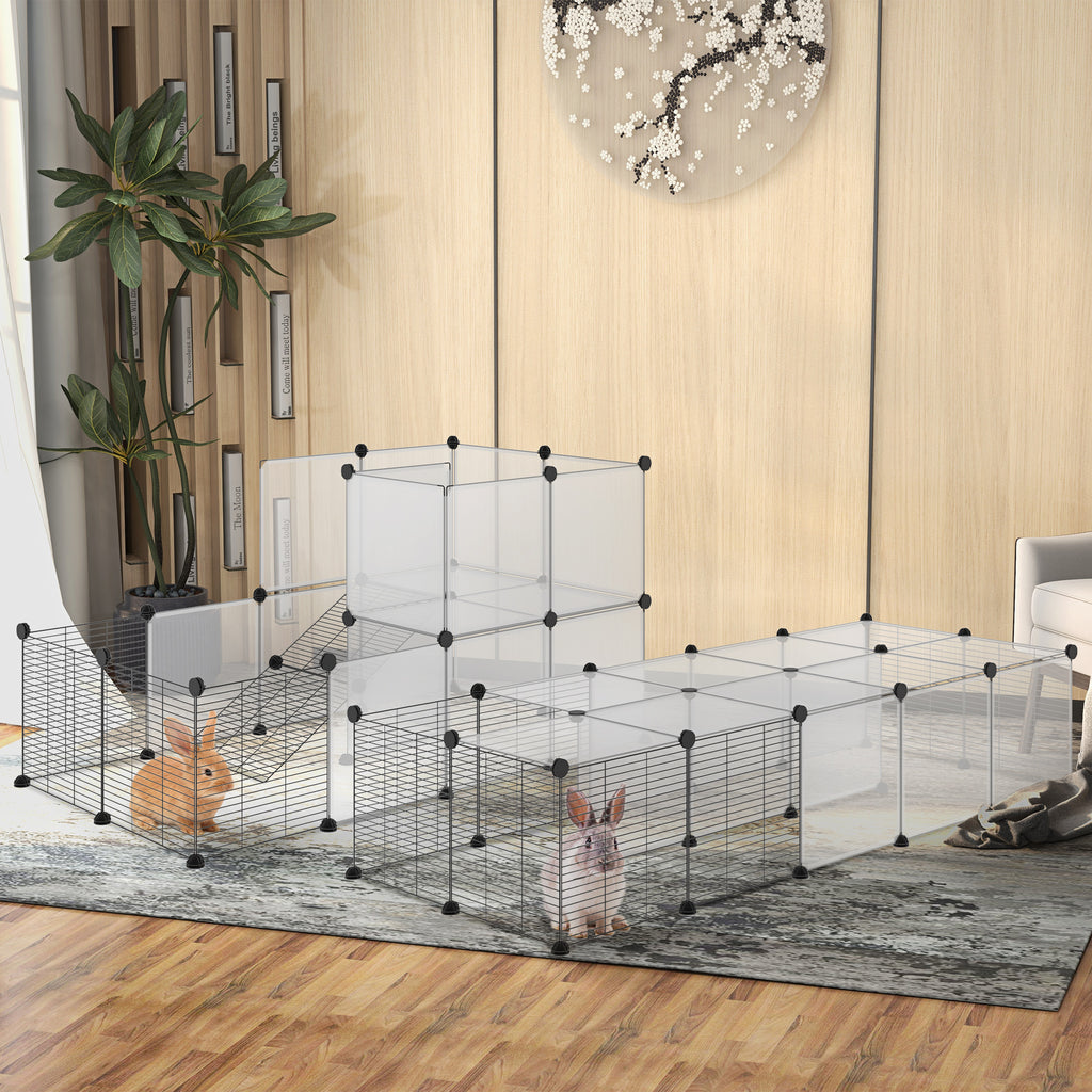 Lot de 2 enclos pour petits animaux design DIY cage modulable pour cochon d'Inde lapin chinchillas-9