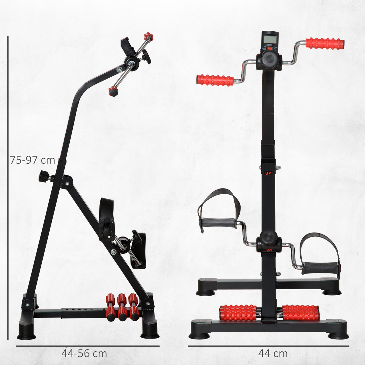 Vélo d'entraînement pour la rééducation des bras et des jambes avec hauteur et largeur réglable, masseurs, LCD, noir-2