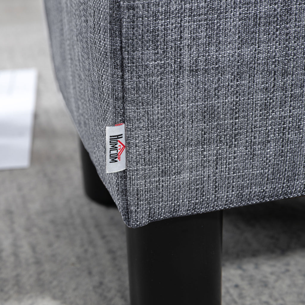 Pouf repose-pied tabouret bas en tissu de lin capacité de charge 110 Kg 40 x 30 x 24 cm gris-7