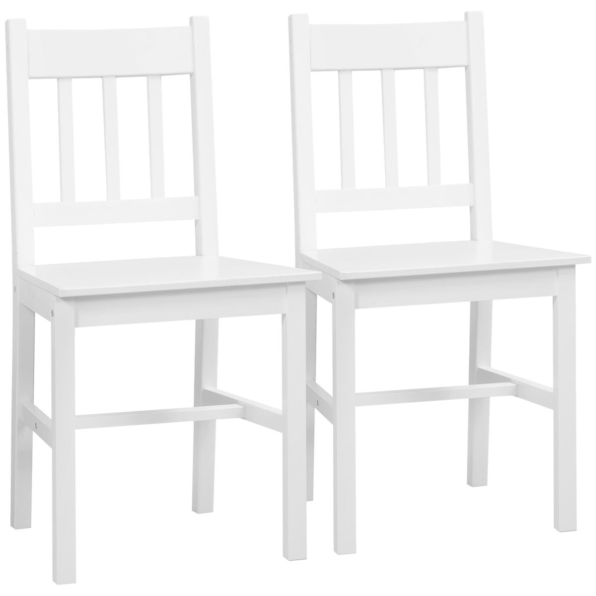 Lot de 2 chaises de salle à manger en bois massif chaise de cuisine dossier lattes esprit campagne blanc-0