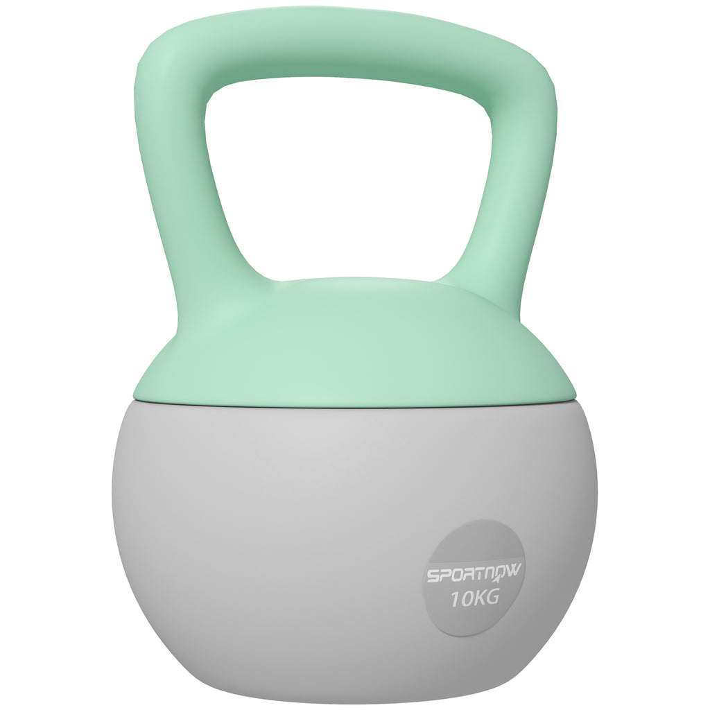 Kettlebell 10kg Haltère avec Poignée Antidérapante pour Fitness Musculation Cardio, Gris et Vert-0