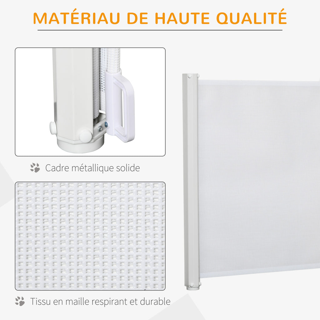 Barrière de sécurité chien barrière rétractable automatique barrière escaliers couloirs portes 115 x 82,5 m teslin acier blanc-5