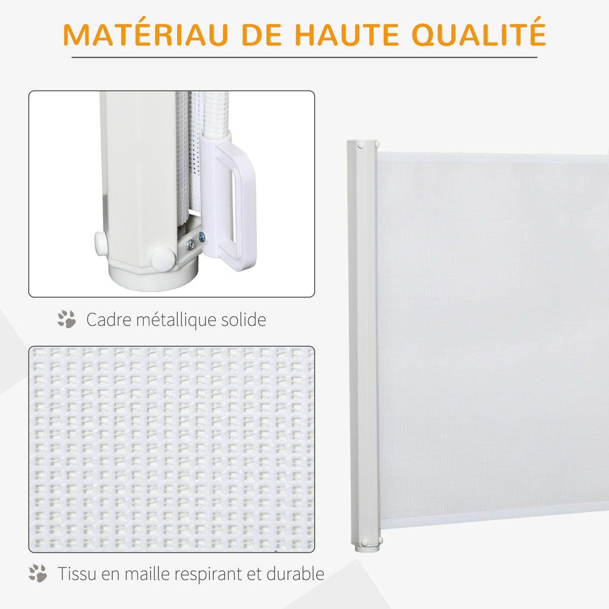Barrière de sécurité chien barrière rétractable automatique barrière escaliers couloirs portes 115 x 82,5 m teslin acier blanc-5