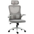 Fauteuil de bureau pivotant 360° avec appui-tête réglable et support lombaire - hauteur d'assise réglable gris-0