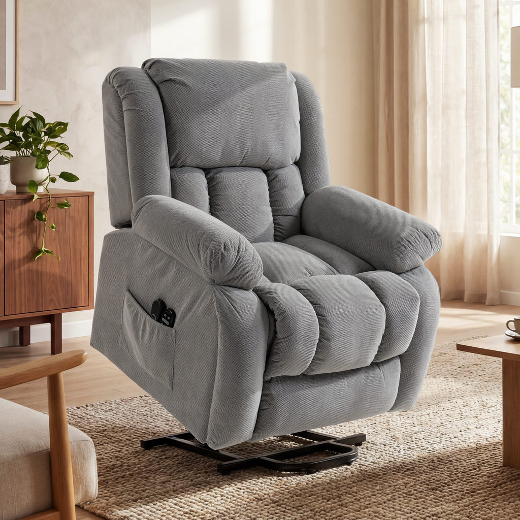 Fauteuil releveur électrique massage et chauffage avec repose-pied, dossier inclinable, télécommande et poche latérale-8