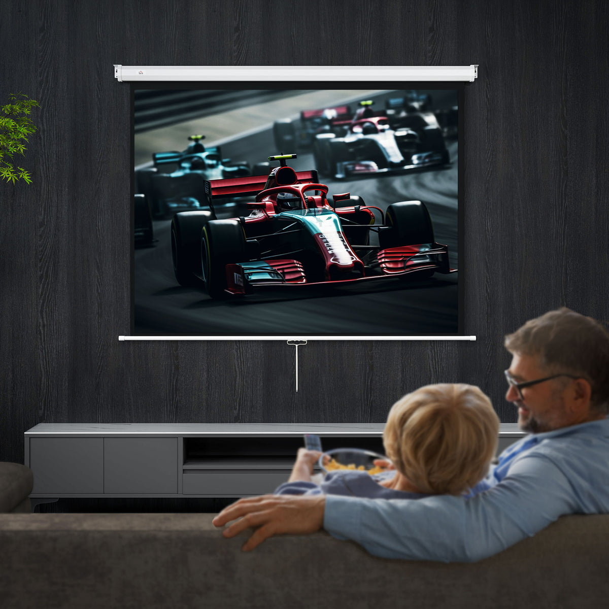 Écran de projection de 84 pouces, écran vidéoprojecteur, 4:3 4K HD, fixation mur ou plafond, 181l x 8P x 138H cm, blanc-1