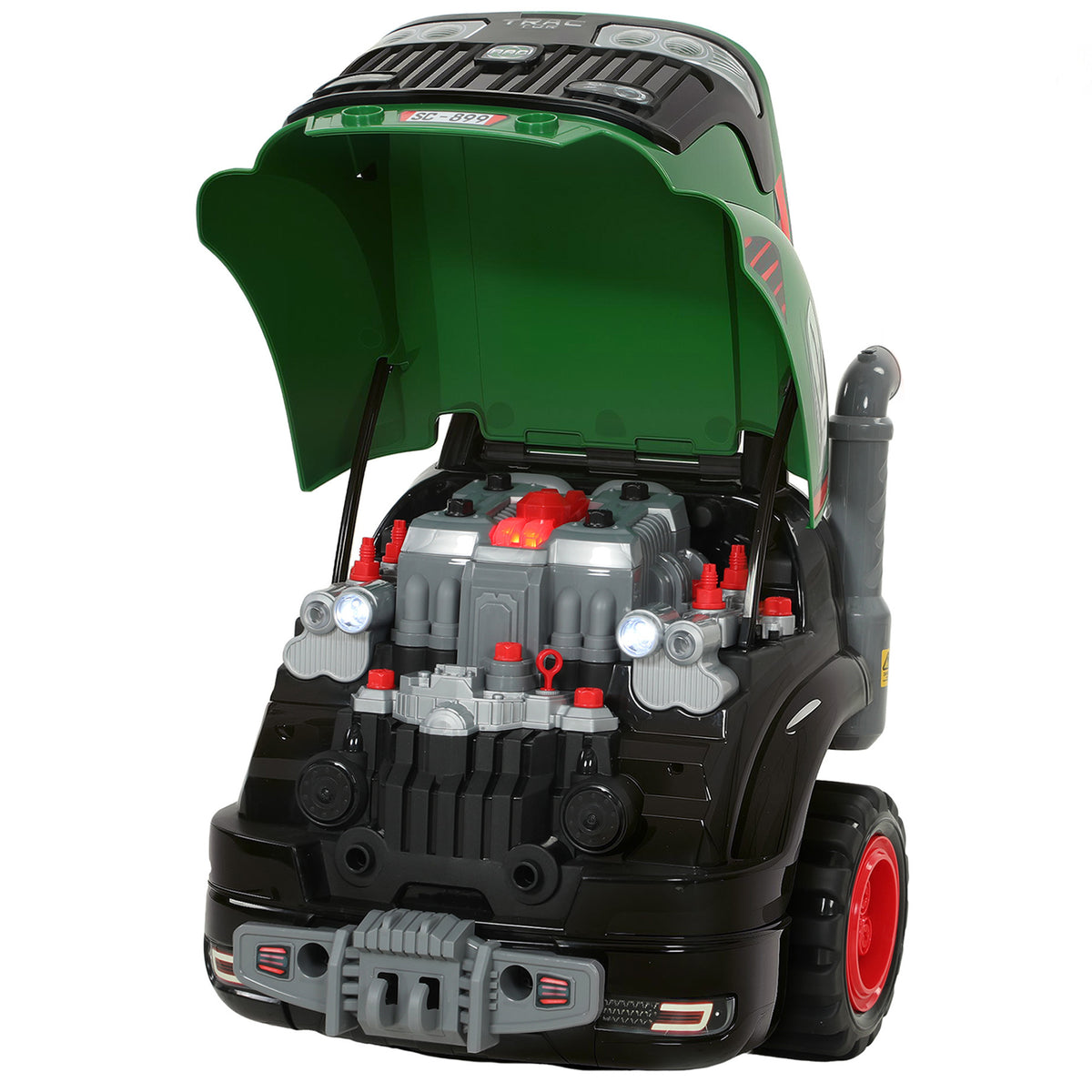 Jouet Moteur de Camion pour Enfants, Camion Mécano, Volant avec Effet de Brume, Sonores et Lumineux pour 3-6 Ans, Vert-0