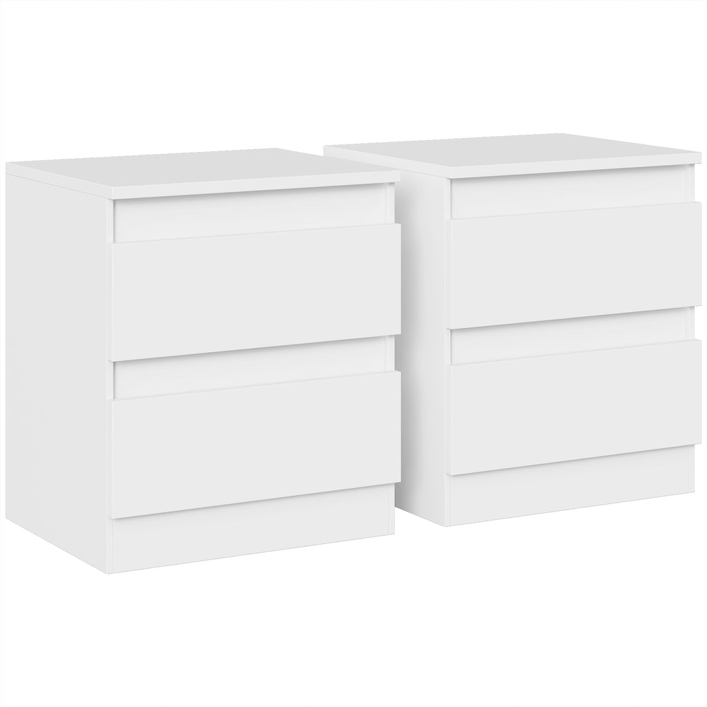 Lot de 2 Tables de Chevet, Tables d'Appoint avec 2 Tiroirs, Style Moderne, pour Chambre, Salon, 40 x 34 x 46,5 cm, Blanc-0
