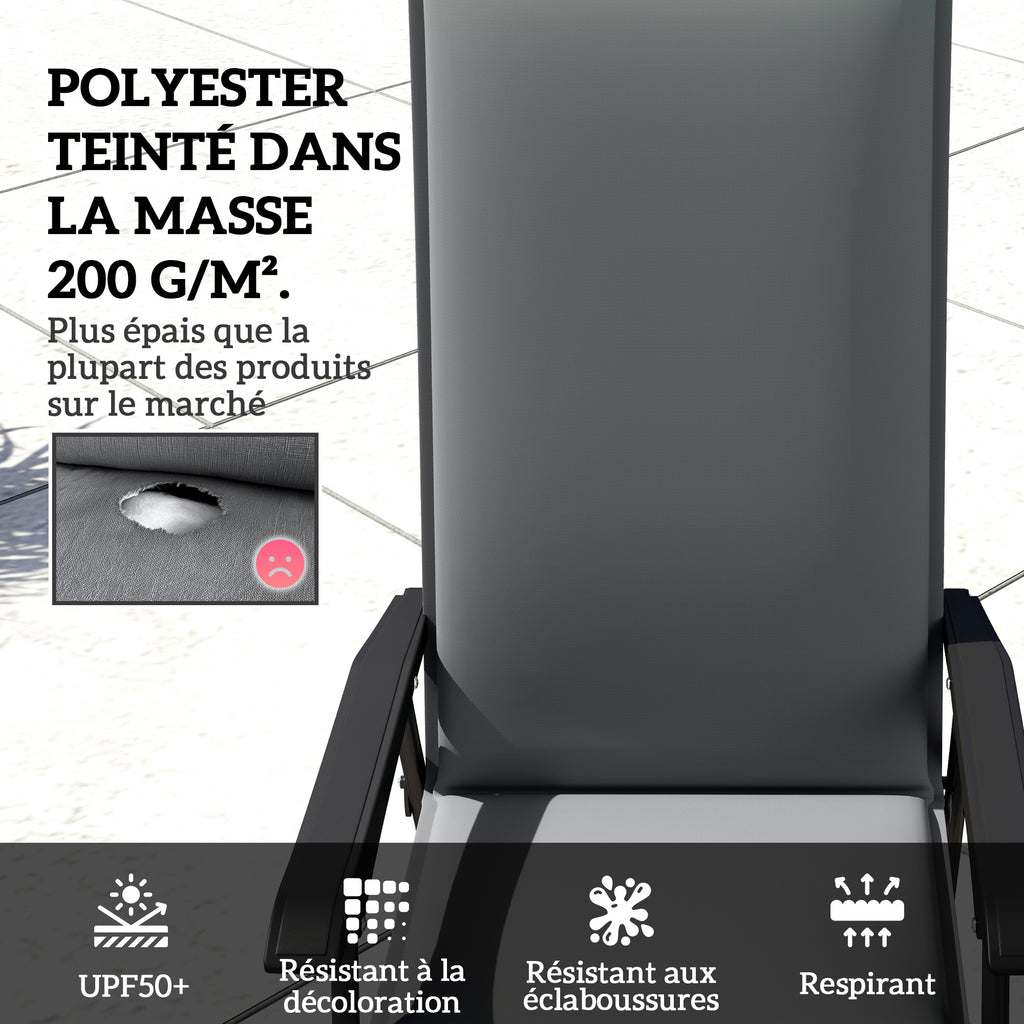 Lot de 4 coussins de chaise extérieur avec attaches et bande réglable, anti-décoloration UPF50+, 124x50x5cm, gris-3