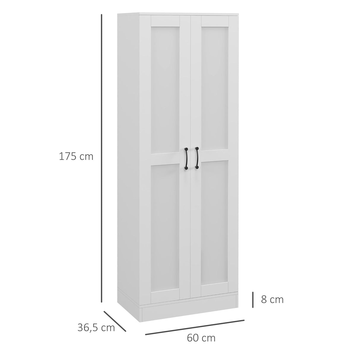 Armoire 2 portes meuble de rangement avec 5 étagères, style contemporain, 60L x 36,5l x 175H-2
