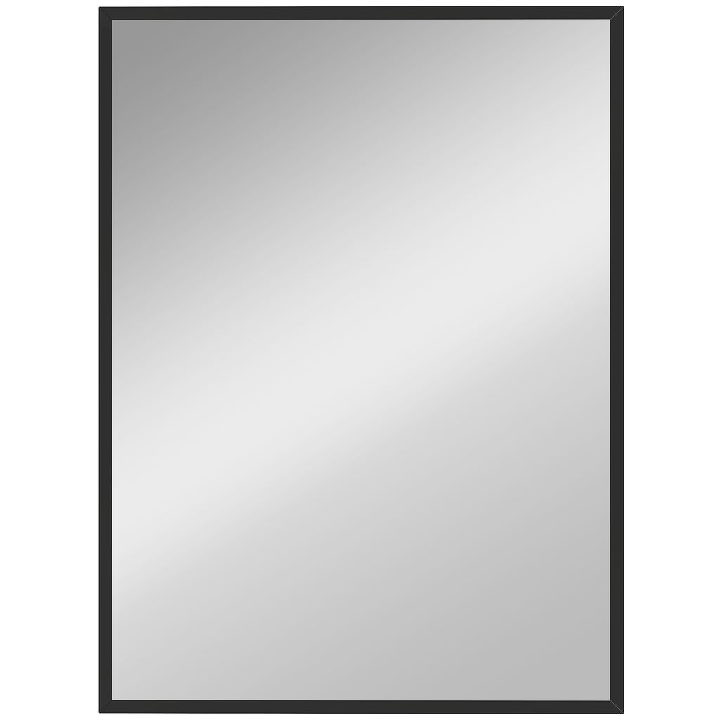 Miroir mural rectangulaire 76 x 101 cm, cadre en bois noir, idéal pour la salle de bain, salon ou chambre-0