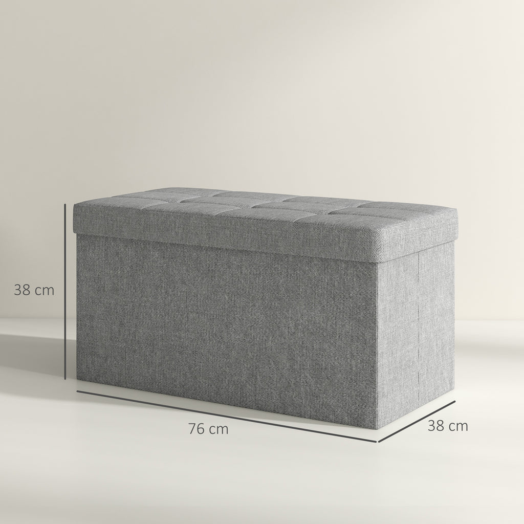 Banc de rangement pouf de rangement pliable bout de lit repose-pieds avec couvercle 76L x 38l x 38H cm gris clair-2